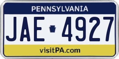 PA license plate JAE4927