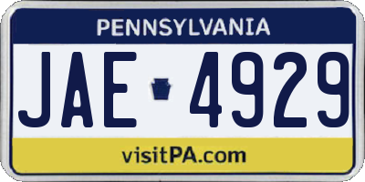 PA license plate JAE4929