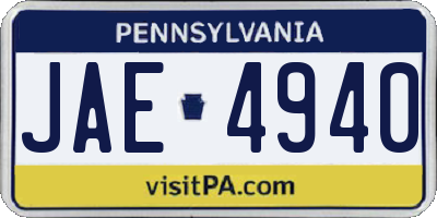 PA license plate JAE4940