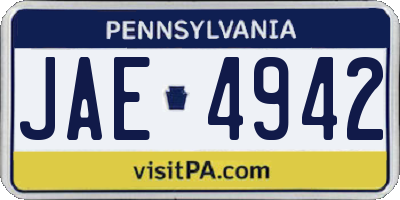 PA license plate JAE4942