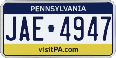 PA license plate JAE4947