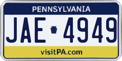 PA license plate JAE4949