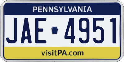 PA license plate JAE4951