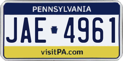 PA license plate JAE4961