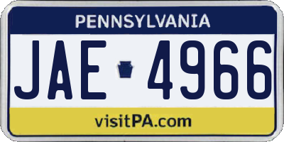 PA license plate JAE4966