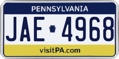 PA license plate JAE4968