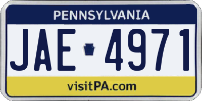 PA license plate JAE4971