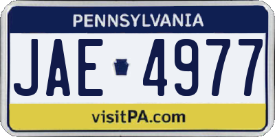 PA license plate JAE4977