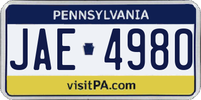 PA license plate JAE4980