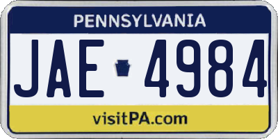 PA license plate JAE4984