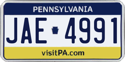 PA license plate JAE4991