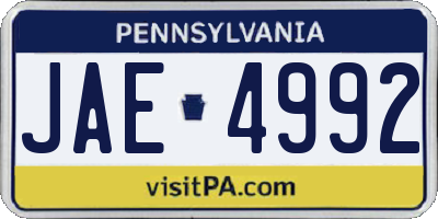 PA license plate JAE4992