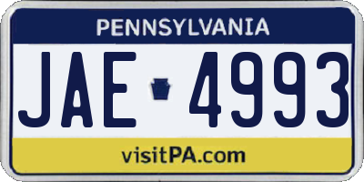 PA license plate JAE4993