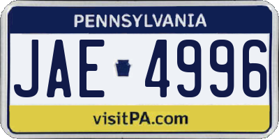 PA license plate JAE4996