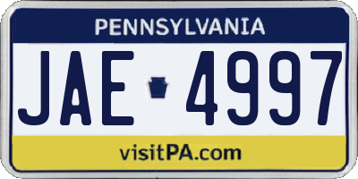 PA license plate JAE4997