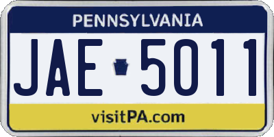 PA license plate JAE5011