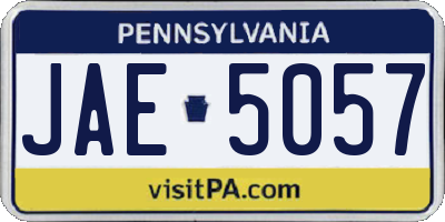 PA license plate JAE5057