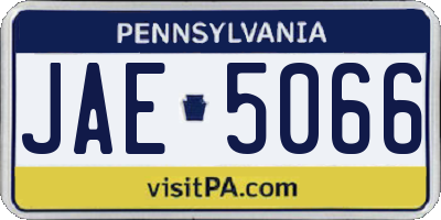 PA license plate JAE5066