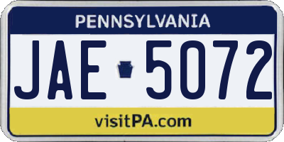 PA license plate JAE5072