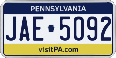 PA license plate JAE5092