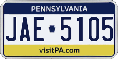 PA license plate JAE5105