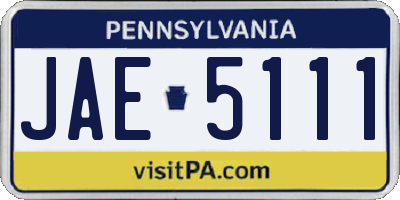 PA license plate JAE5111