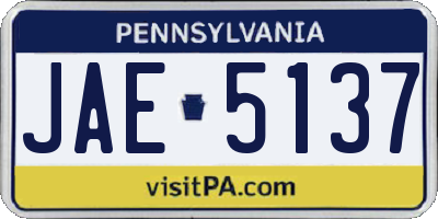 PA license plate JAE5137