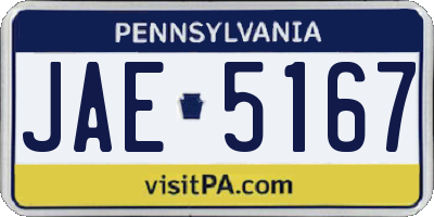 PA license plate JAE5167