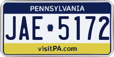 PA license plate JAE5172