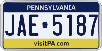 PA license plate JAE5187