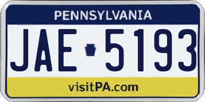 PA license plate JAE5193