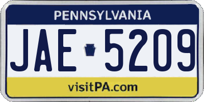 PA license plate JAE5209