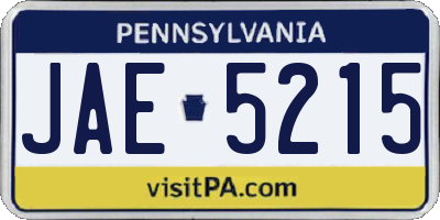 PA license plate JAE5215