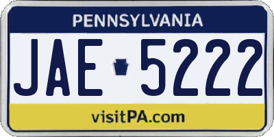 PA license plate JAE5222