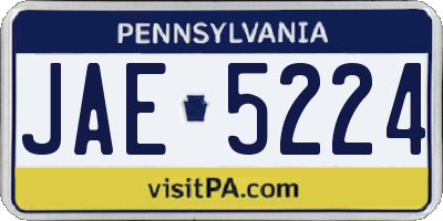 PA license plate JAE5224