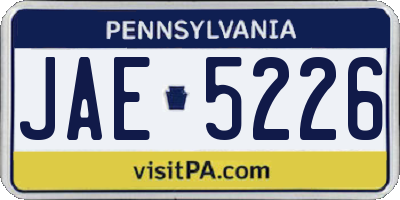 PA license plate JAE5226