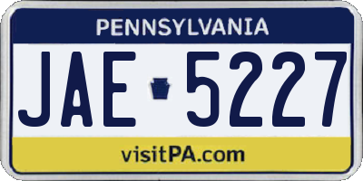 PA license plate JAE5227