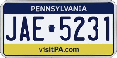 PA license plate JAE5231