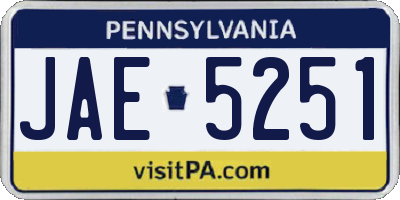 PA license plate JAE5251