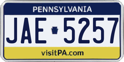 PA license plate JAE5257