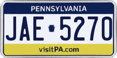 PA license plate JAE5270