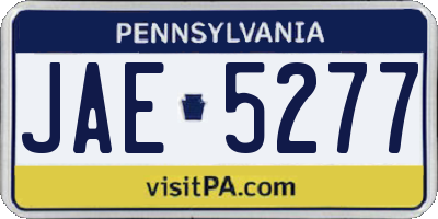 PA license plate JAE5277