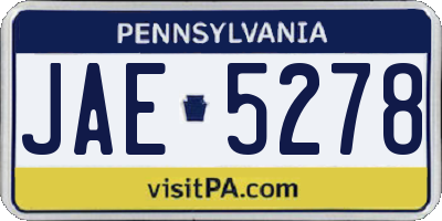 PA license plate JAE5278