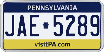 PA license plate JAE5289