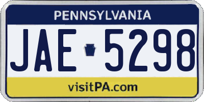 PA license plate JAE5298