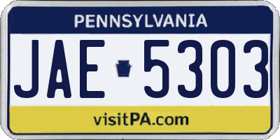 PA license plate JAE5303