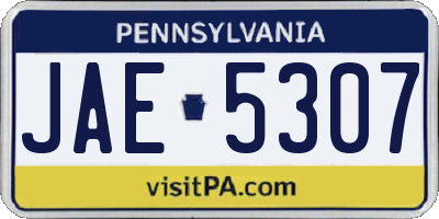PA license plate JAE5307