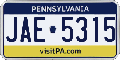 PA license plate JAE5315