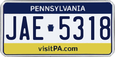 PA license plate JAE5318