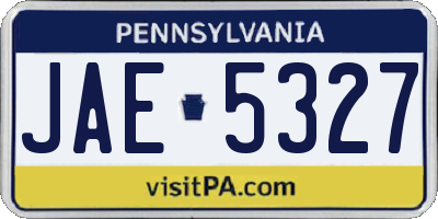 PA license plate JAE5327